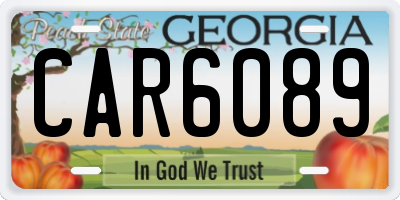 GA license plate CAR6089