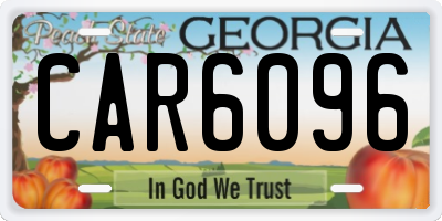 GA license plate CAR6096