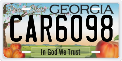 GA license plate CAR6098