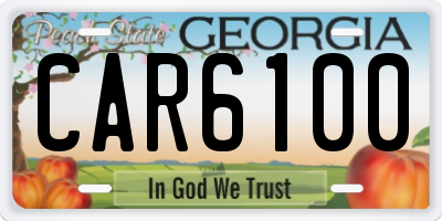 GA license plate CAR6100