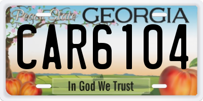 GA license plate CAR6104