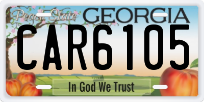 GA license plate CAR6105