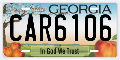 GA license plate CAR6106