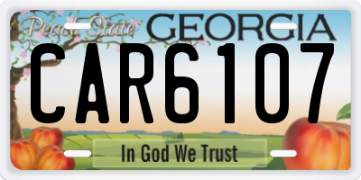 GA license plate CAR6107