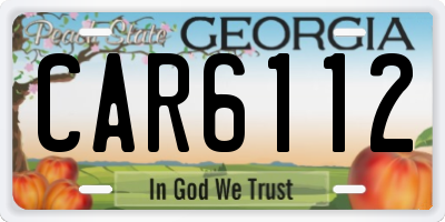 GA license plate CAR6112