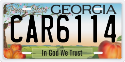 GA license plate CAR6114