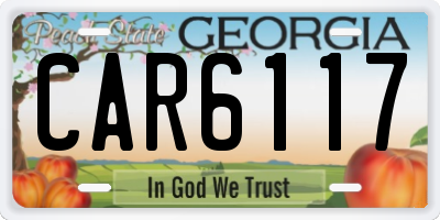 GA license plate CAR6117