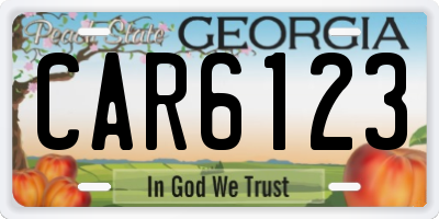 GA license plate CAR6123