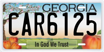 GA license plate CAR6125