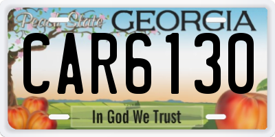 GA license plate CAR6130