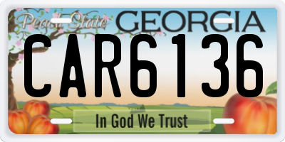 GA license plate CAR6136