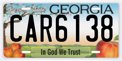 GA license plate CAR6138