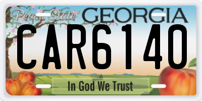 GA license plate CAR6140