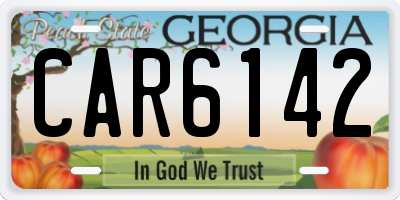 GA license plate CAR6142