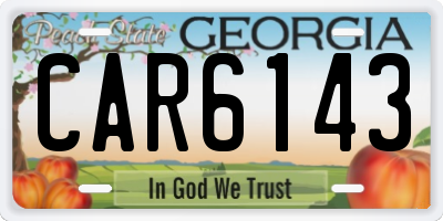 GA license plate CAR6143