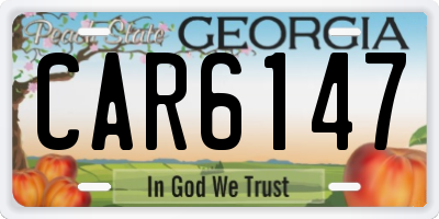 GA license plate CAR6147