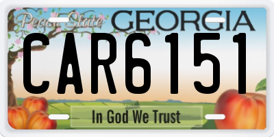 GA license plate CAR6151