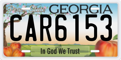 GA license plate CAR6153