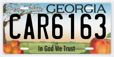 GA license plate CAR6163