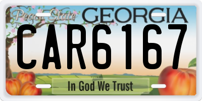 GA license plate CAR6167