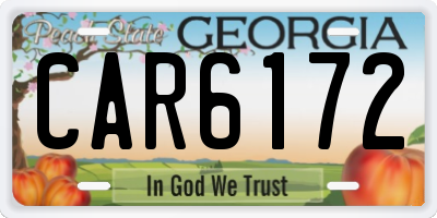 GA license plate CAR6172