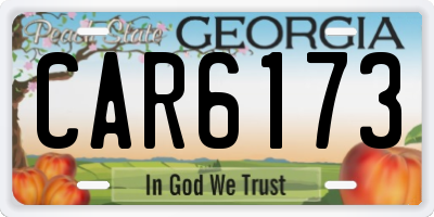 GA license plate CAR6173