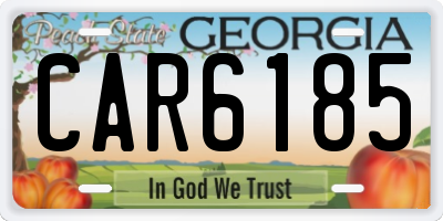 GA license plate CAR6185