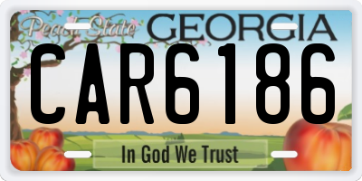 GA license plate CAR6186