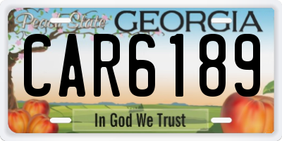 GA license plate CAR6189