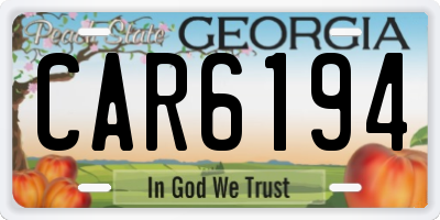 GA license plate CAR6194