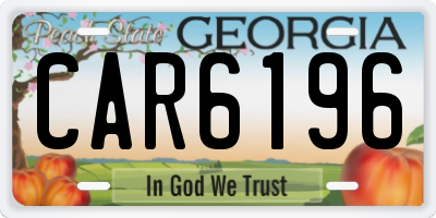 GA license plate CAR6196