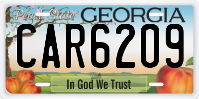 GA license plate CAR6209