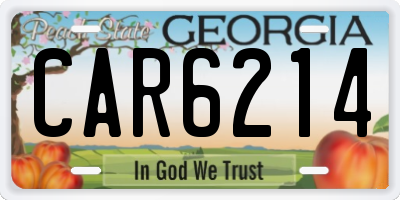 GA license plate CAR6214