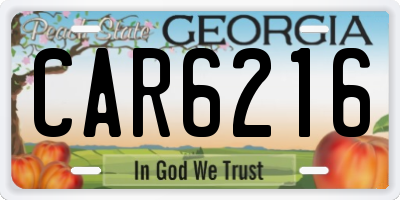 GA license plate CAR6216