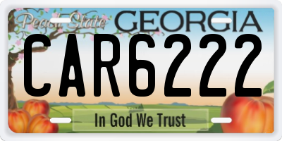 GA license plate CAR6222