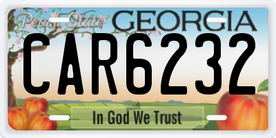 GA license plate CAR6232