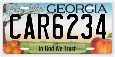 GA license plate CAR6234