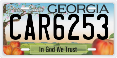 GA license plate CAR6253