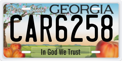 GA license plate CAR6258