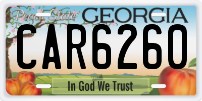 GA license plate CAR6260