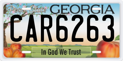 GA license plate CAR6263