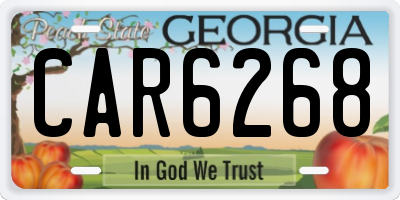 GA license plate CAR6268