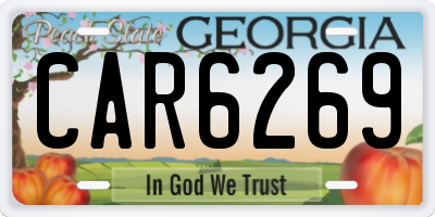 GA license plate CAR6269