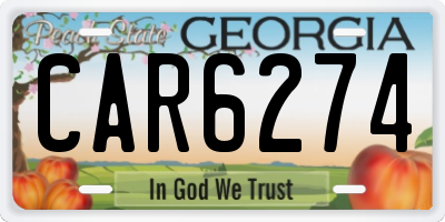 GA license plate CAR6274