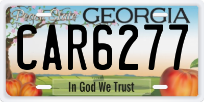 GA license plate CAR6277