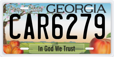 GA license plate CAR6279