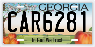 GA license plate CAR6281