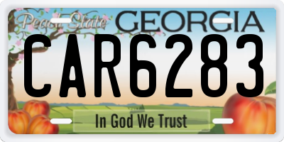 GA license plate CAR6283