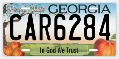 GA license plate CAR6284