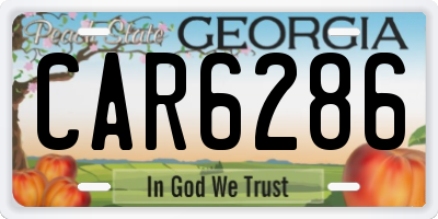 GA license plate CAR6286